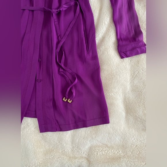 NWT Diane Von Furstenburg silk shirt dress in magenta | size 12 - Picture 4 of 8